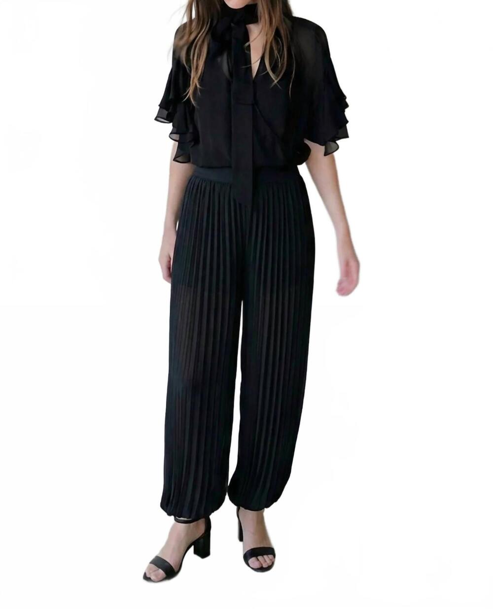 NEW LE SUPERBE josephine flowing neck tie blouse in black